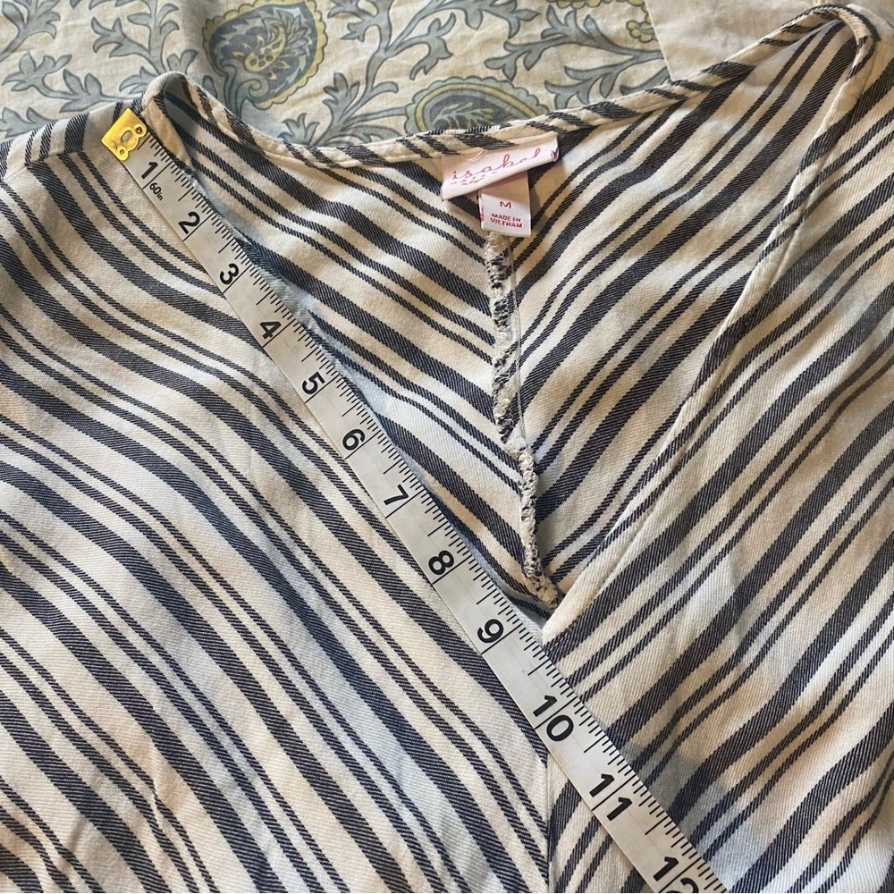 Isabel Maternity Gray and White Striped Short Sleeve Maternity Dress Size Medium - Picture 5 of 7